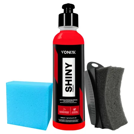 Kit Pneu Borracha Shiny Vonixx 240ml Aplicador Cor Vermelho