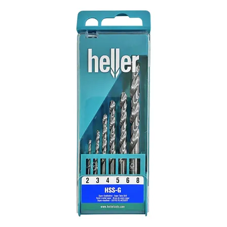 Jogo De Brocas Hss-g 2-8mm 6 Peças Heller Aço Split Point Din 338