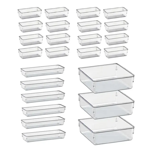 Kit 25 Organizador Modular Multiuso Acrilico Rebirth Cor Cristal