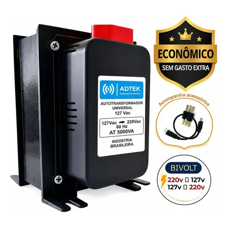 Autotransformador Adtek Conversor Bivolt 5000va Para 2100w 110v 220v Ar Até 12000btus