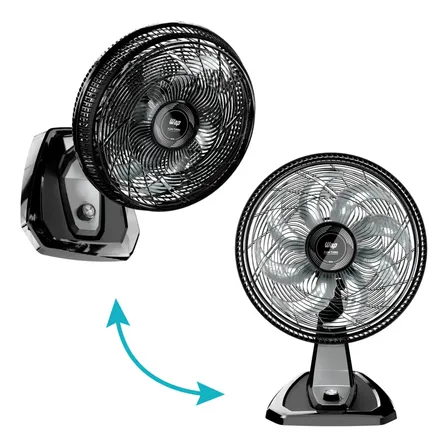 Ventilador 2 Em 1 Mesa E Parede Wap Flow Turbo Eco Com 8 Pás E 3 Velocidades 180w 50 Cm 60 Hz Preto 127v Cinza Plástico