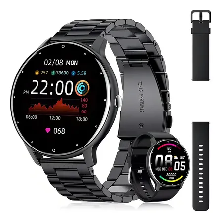 Smartwatch Mertto Esportivo Zl02 Com 2 Pulseiras, Tela De 1.39 Para Android E Ios Branco Milanês Preto