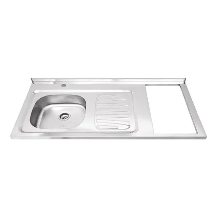 Pia Mesa/tampo Em Inox + Furo Para Fogão Direito 120x56,7cm