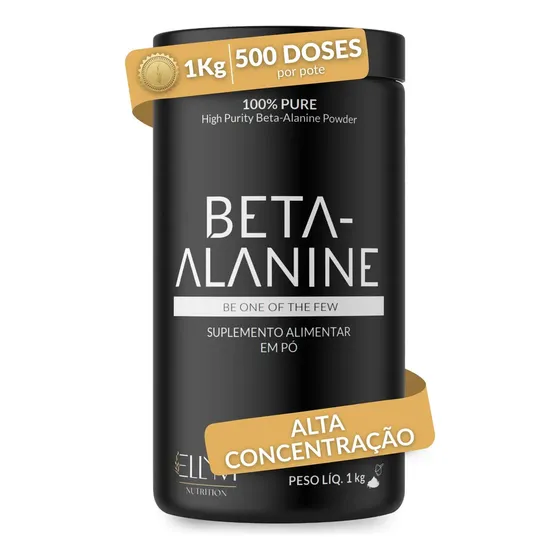 Beta Alanina 1kg 100% Pura Performance Recuperação Muscular Pós Pré Treino 500 Doses Sem Sabor Concentrada Ellym Nutrition