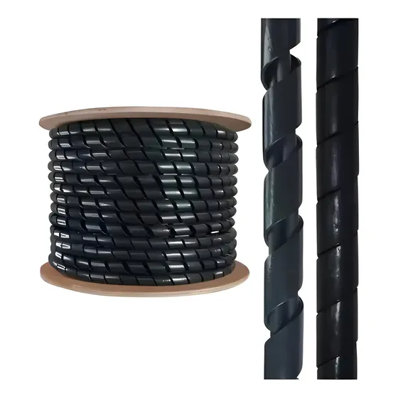 Organizador Espiral Para Fios E Cabos - Preto - 12,4mm | 1/2 | - 50 Mt