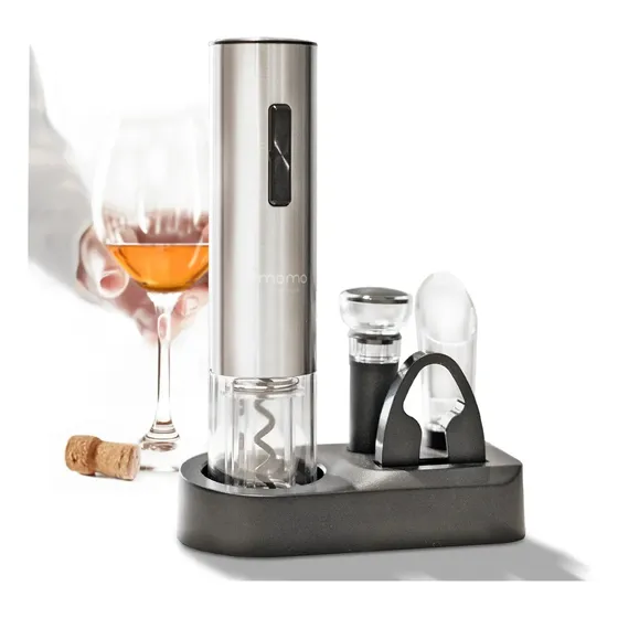 Kit Abridor De Vinho Elétrico Automático Momo Lifestyle Cor Prateado