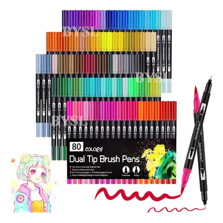 Kit Canetinha Dupla Ponta Bysl 80 Cores Aquarela Para Lettering