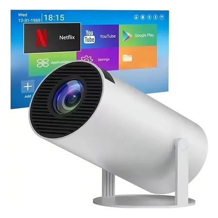 Projetor HY300 Branco 4K Portátil Wi-Fi Bluetooth