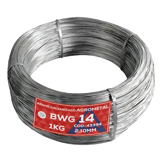 Arame Galvanizado 2,10mm 14 Bwg/ 1kg Agrometal