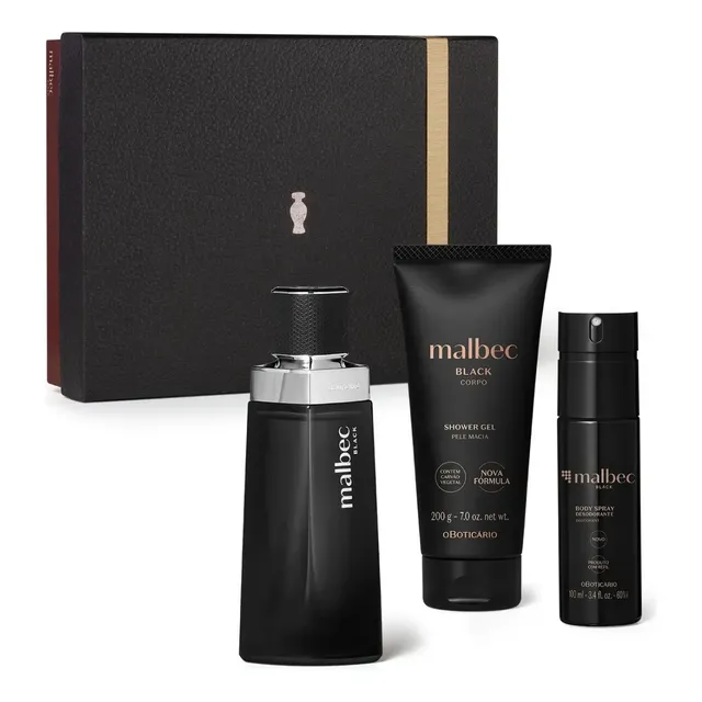 Kit Malbec Black O Boticário Com Desodorante Colônia E Body Spray Para Homem 100ml