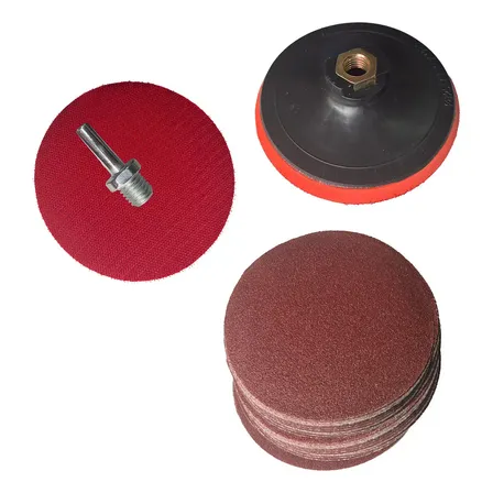 Suporte De Boina Lixadeira Furadeira + 30 Discos Lixa 125mm Vermelho