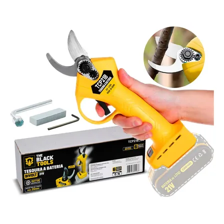 Poda Tesoura Alicate Poda Galho De Árvore Elétrica S/ Fio A Bateria Tcp21bsb The Black Tools