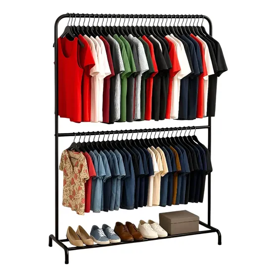 Arara de Roupas Preta Biorty Pure Design Cabideiro Duplo de Piso