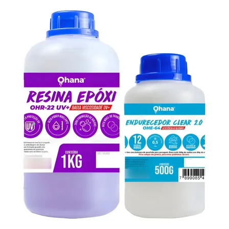 Resina Epóxi Ohana Químicos Clear 2.0 Baixa Viscosidade Para Madeira E Cimento 1.5 Kg Incolor