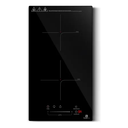 Cooktop Indução 2 Bocas Panda Plus 3500W Preto Turbo Embutir Bancada Vitrocerâmico Touch Trava Segurança