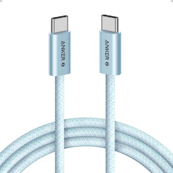 Cabo USB-C para Tipo C Anker 240W Turbo Carga Rápida 1,0m Cor Azul, PD 3.1 USB 2.0 Nylon Trançado, Para Samsung S23 24, Motorola, Xiaomi, iPhone 17/16/15, MacBook, iPad, HP, Dell,Carplay Android Auto