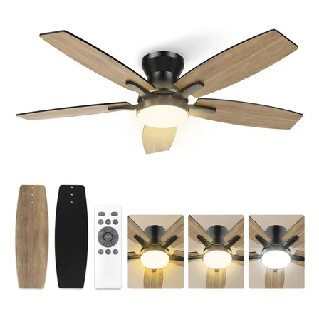 Ventilador De Teto Fansvento 42 Com Luz Led E Controle, 5 Pás Reversíveis Silencioso 1.067 M 60hz Preto 127/220v Mdf