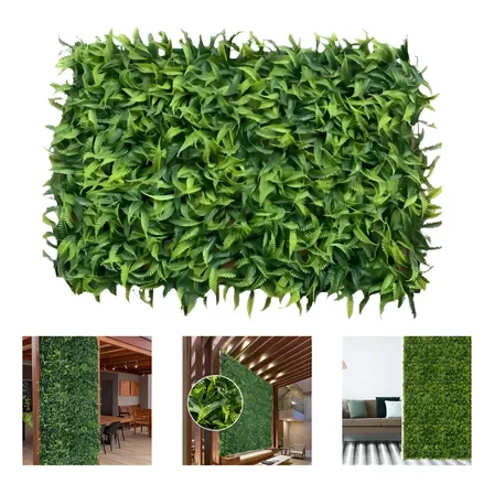 Kit 50 Placas Samambaia Artificial Cheia 40x60cm Premium Decoração Luxo Jardim Vertical Folhas Verde Parede Muro Inglês Marca Hibo