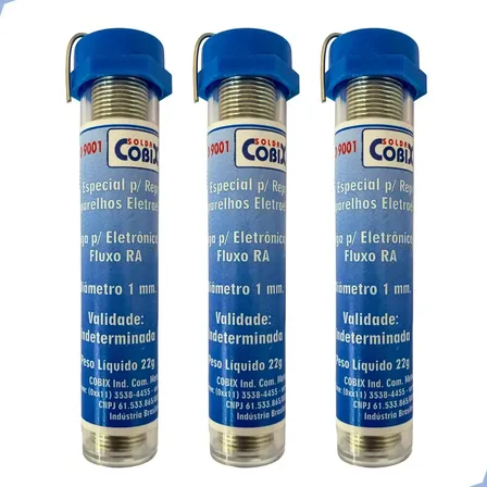 Kit 3 Tubos Solda Cobix 1mm Estanho 63% Chumbo 37% Reparo Eletrônico 127/220v