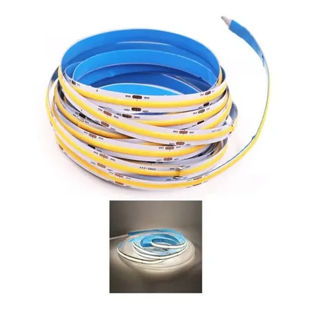 Fita Led Cob Branco Quent 3000k 5mts 8mm 252 Leds/m 12v Ip20 Luz Branco-neutro 127/220v
