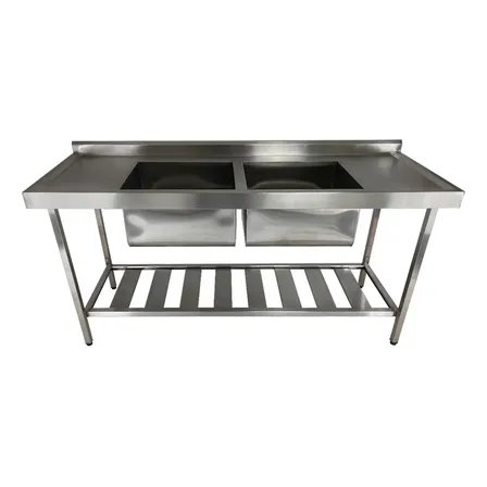 Pia De Aço Inox Industrial 170x60x90 Cm Cuba Dupla Nortinox