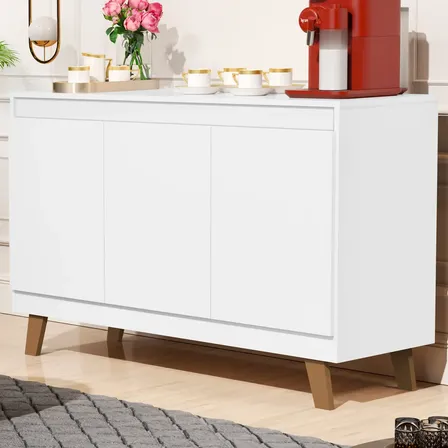 Livreiro Aparador Buffet 2 Pt Cor Branco