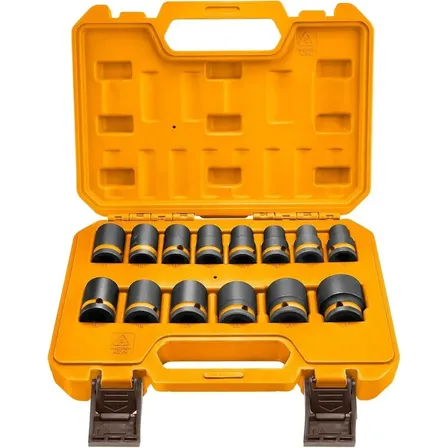Conjunto De Soquetes De Impacto Ingco 1/2 Pol. Com 14 Peças Em Cromo-molibdênio Laranja