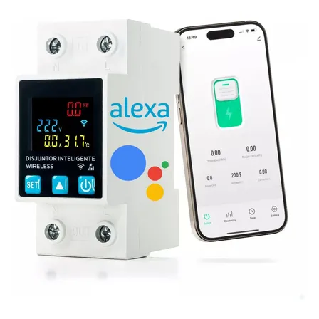 Disjuntor Inteligente Wifi 63a Corrente Ajustável Automação