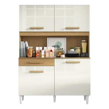 Armário De Cozinha Completa Perola Aramóveis Madeirado Branco