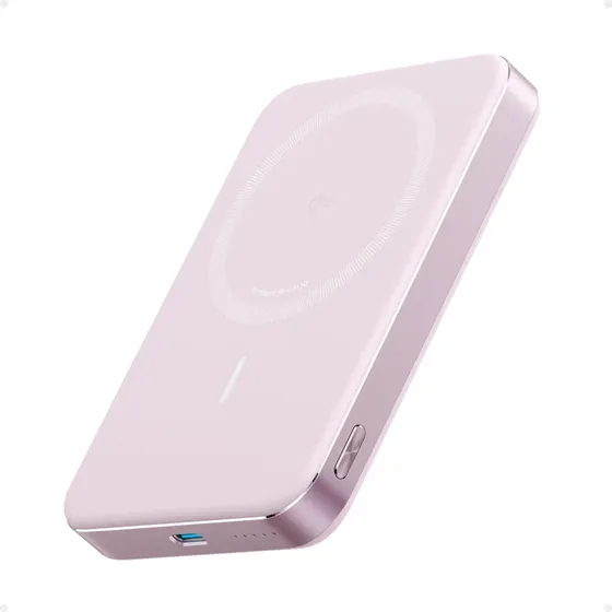 Carregador Portátil Indução 10000mAh Power Bank Anker MagGo Magnético MagSafe para Apple iPhone 17/16/15/14/13/12 Series, Bateria Externa Sem Fio Carga Rápida 15W, Ultra Slim Cor Rosa