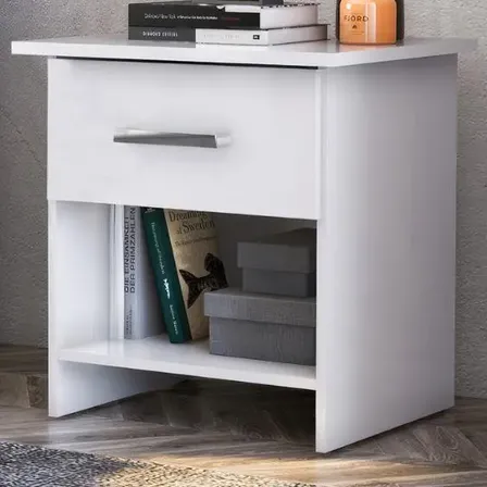 Mesa de Cabeceira Ditália Branca MDP 1 Gaveta 50x40x60 cm
