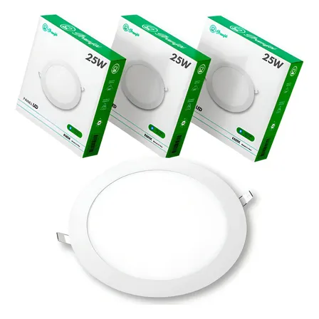 Kit 10 Luminária Plafon Led 25w Embutir Redondo Granfei Branco Frio 6500k 127/220v Redondo Branco Frio 6500k