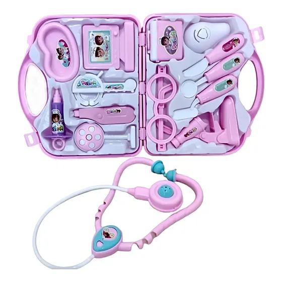 Kit Maleta Médica, Faz De Conta, Enfermeira Infantil, Doutora, Educativo, Divertido, Rosa, 14 Peças Ninho Boy