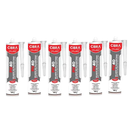 6 Cibra Flex Pu 40 Cinza 400g Adesivo Selante Poliuretano