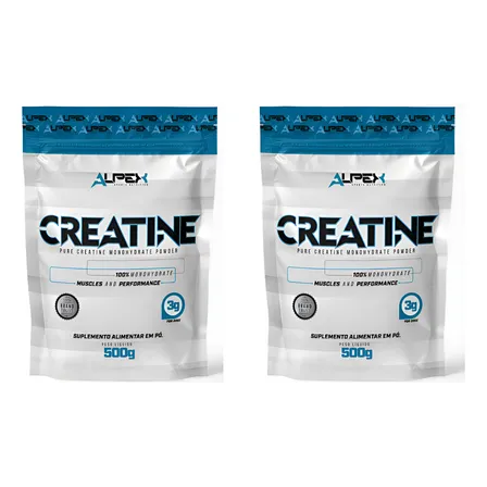 Kit Creatina 100% Pura 1kg (2und 500g) - Alpex Nutrition Sabor Sem Sabor