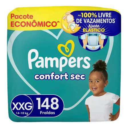 Fralda Pampers Confort Sec Tamanho Xxg 148 Unidades Extra Extra Grande (xxg) Sem Gênero