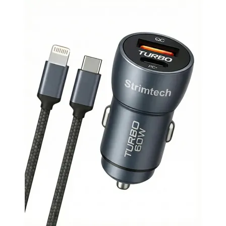 Kit Tomada Usb Veicular Carregador Turbo 60w Carro Plug Acendedor iPhone Ios Portátil Rápido Embutir Cinzeiro Extensão 2 Saídas Pro