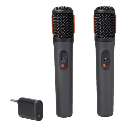 Kit Com 02 Microfones Partybox Sem Fio Jbl Black Wireless