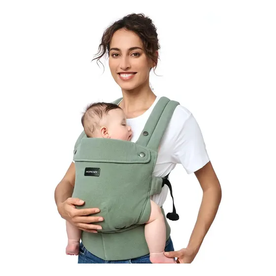 Mochila Ergonômica Para Bebês Momcozy, Cor De Linho, Algodão, Linho, Verde Sálvia