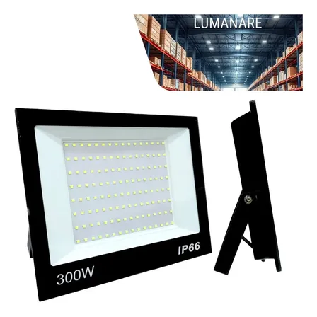 Refletor Led Holofote Grande 300w Luz Branco-frio 6500k Resistente A Chuva Econômico Fácil De Instalar Carcaça Preta Ip66 Jardim Fachada Quintal