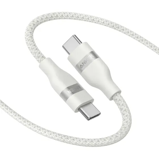 Cabo USB C para Tipo C Celular Anker 240W Carregador Turbo Original, Super Rápido Reforçado para iPhone 17/16/15, Samsung S23, MacBook 1.8 Metros Branco
