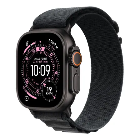 Apple Watch Ultra 3 GPS + Cellular • Caixa preta de titânio – 49 mm • Pulseira loop Alpina preta – M