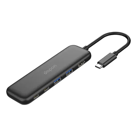 Hub Usb-c 5 Em 1 Dapon Hdmi 4k Usb 3.0 Carregamento Pd 100w Preto