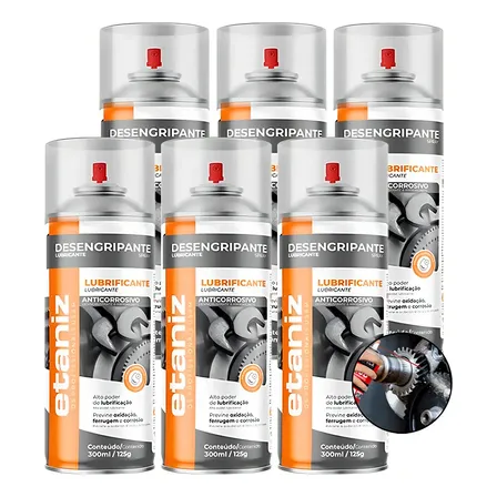 Desengripante Lubrificante Anticorrosivo Kit com 6un Spray Etaniz 300ml