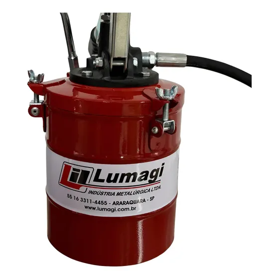 Bomba de Graxa Manual Lumagi LUB 210 com Mangueira, 2 L de Capacidade