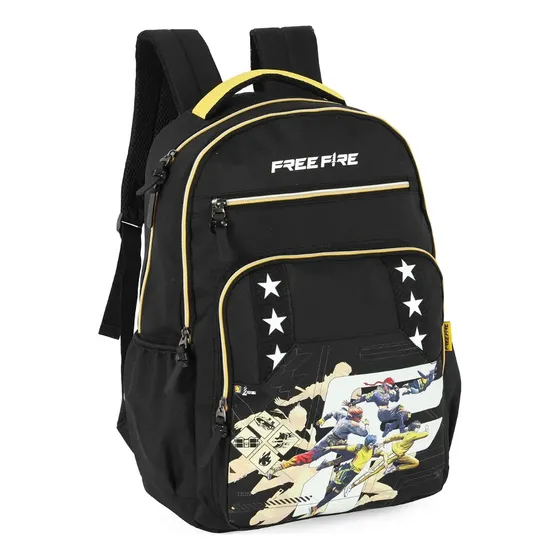 Mochila Esolar Gamer Costas Juvenil Free Fire Ms49784ff Preto Liso