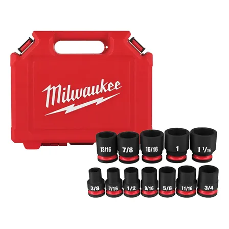 Jogo Soquete Impacto Encaixe 1/2 Curto 12 Peças Milwaukee Preto