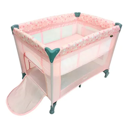 Berço Portátil Infantil Cercado Desmontável Lune Maxi Baby - Rosa