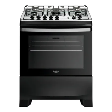 Fogão 5 Bocas Dako Supreme Mesa De Inox E Timer Bivolt Preto