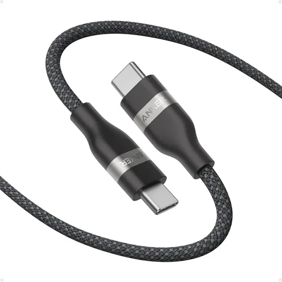 Cabo USB C para Tipo C Celular Anker 240W Carregador Turbo Super Rápido Reforçado para iPhone 17/16/15 Samsung S23 MacBook 1.8 Metros Preto